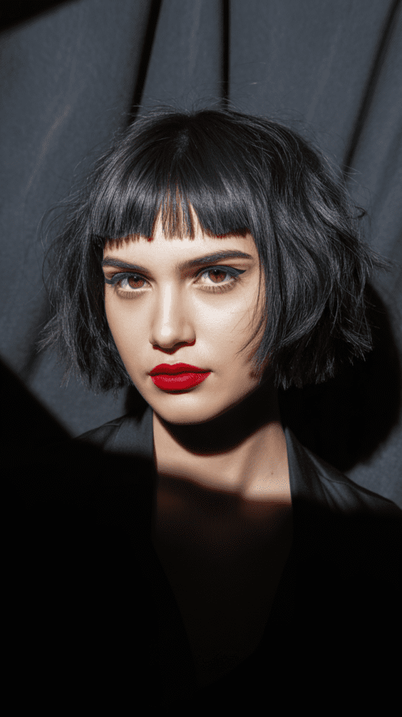 Choppy Shag Bob with Blunt Bangs