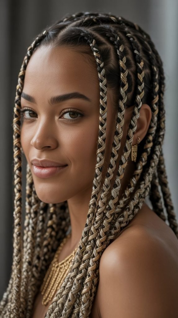 Cornrow Designs with Metallic Thread