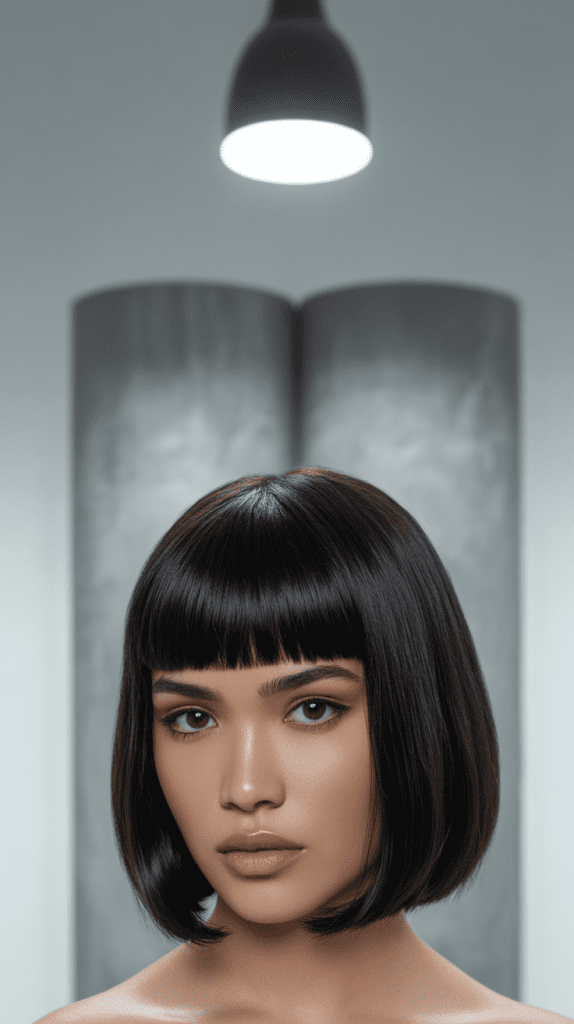 Sleek Shag Bob with Pin-Straight Bangs