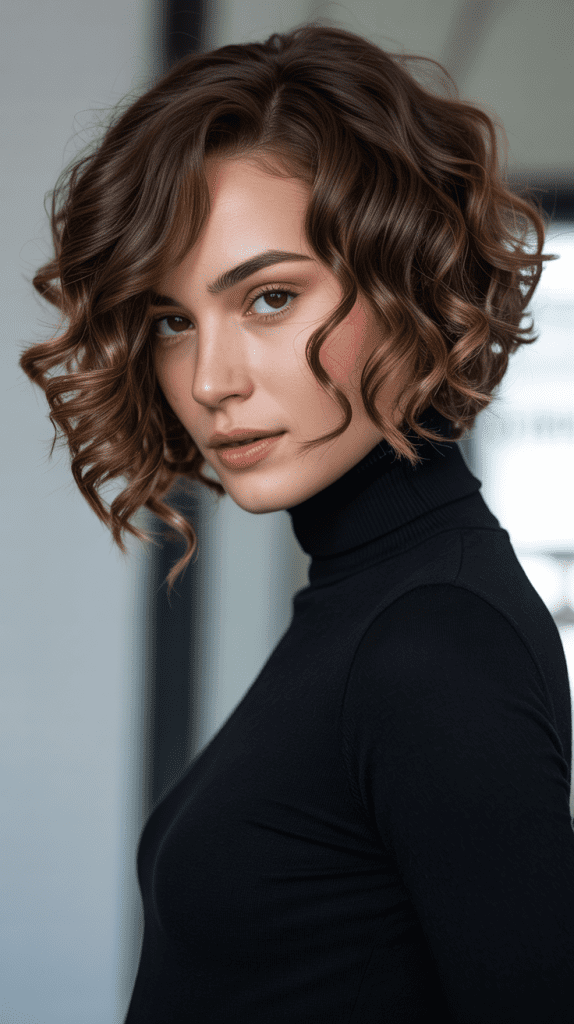 Angled Bob with Curl Definition Enhancement