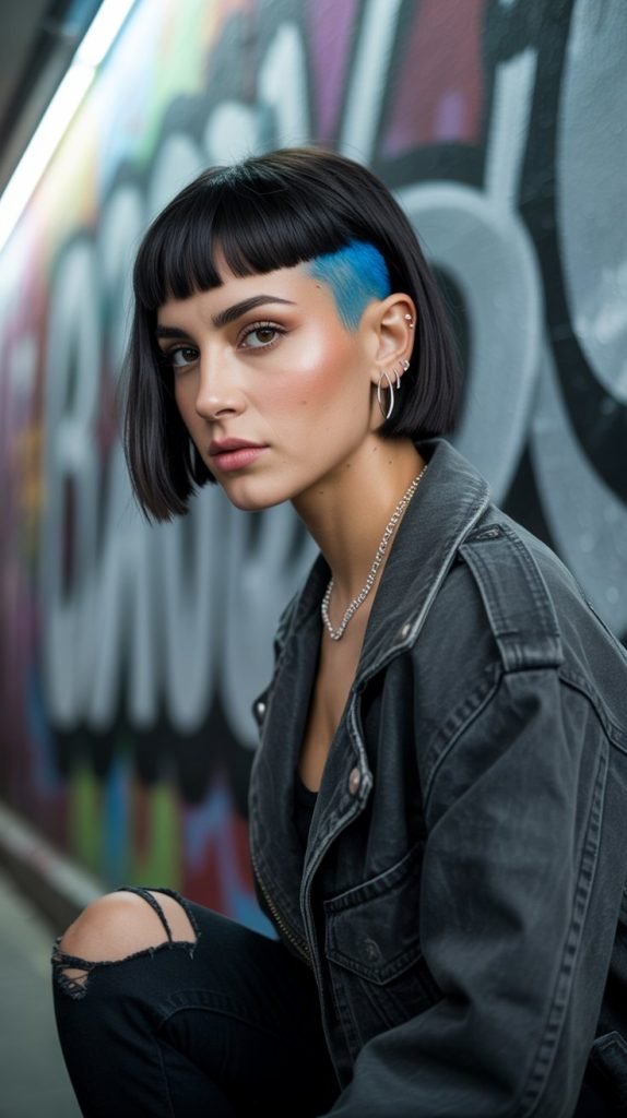  Edgy Black Blunt Bob with Undercut