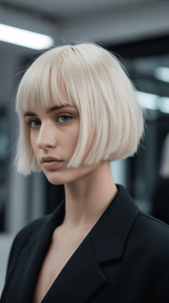 Structured French Bob with Arctic Blonde