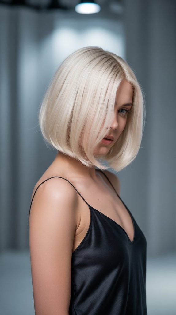 9. Platinum Blonde A-Line Bob