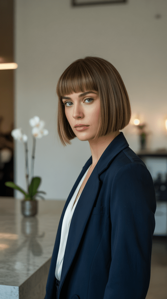 Classic Blunt Bob with Straight-Across Bangs