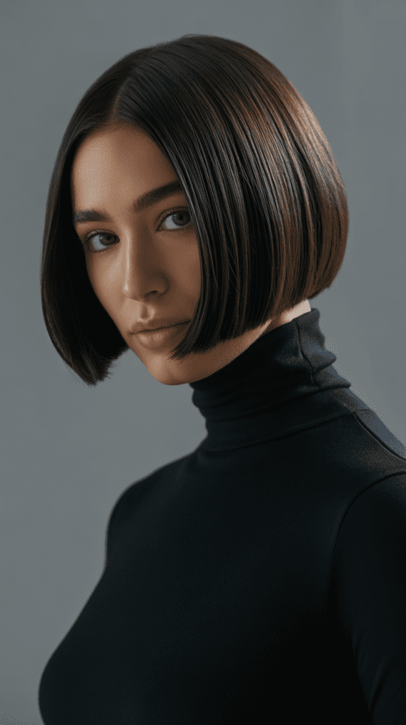 Sleek and Shiny Jaw-Length Bob