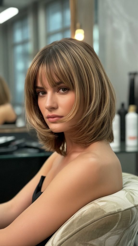 Layered Chin Bob with Feathered Curtain Bangs