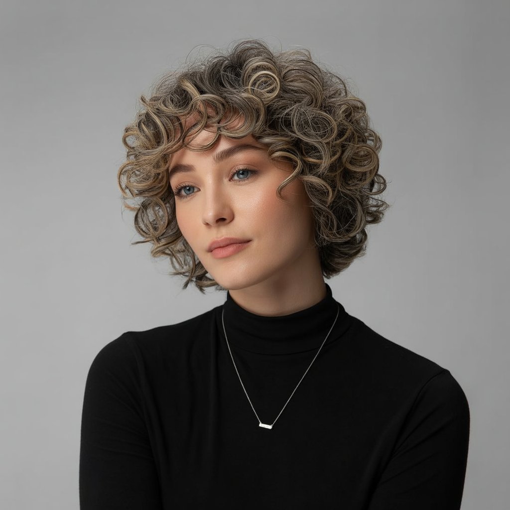 Curly French Bob for Fine Hair