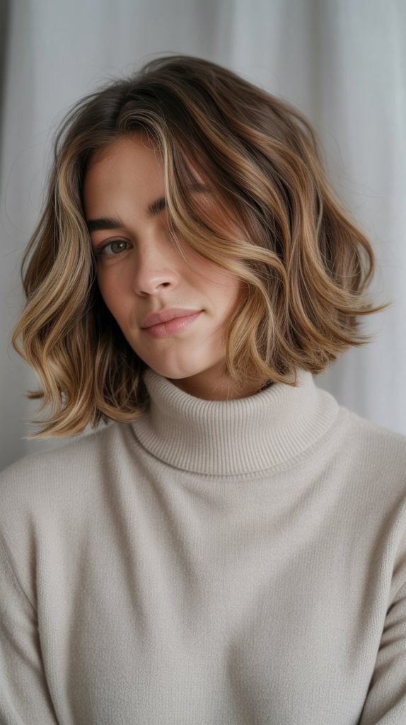Textured Ear-Length Bob with Lowlights