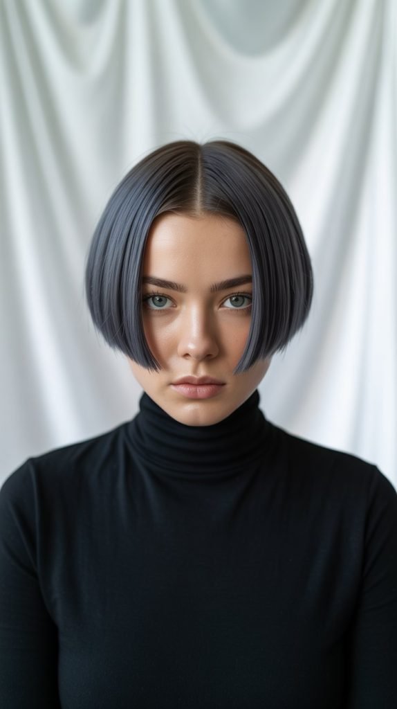 Blunt Cut Undercut Bob with Geometric Precision