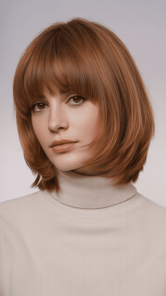 Layered Jaw-Length Bob with Bangs