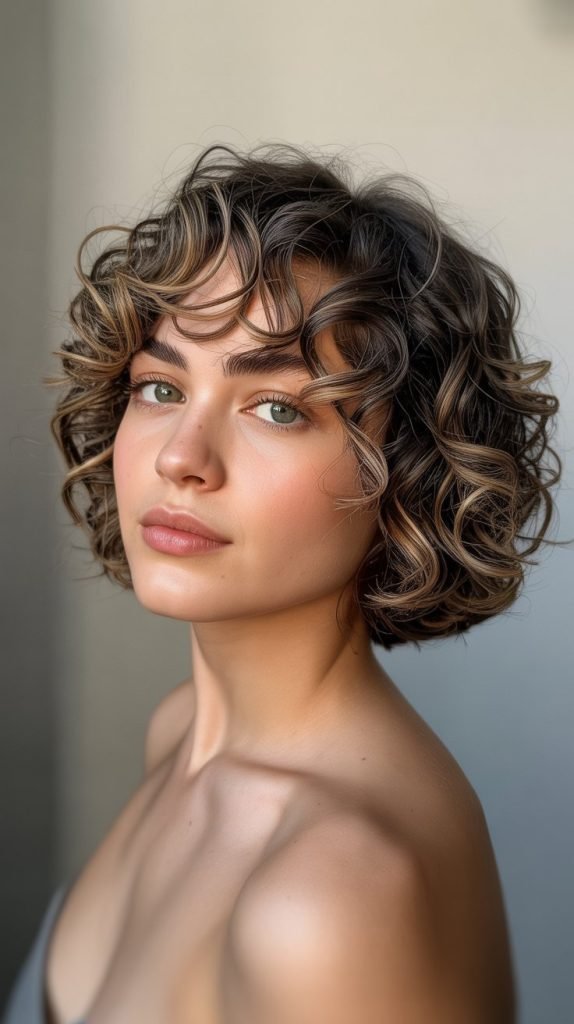 Curly Undercut Bob with Defined Spirals