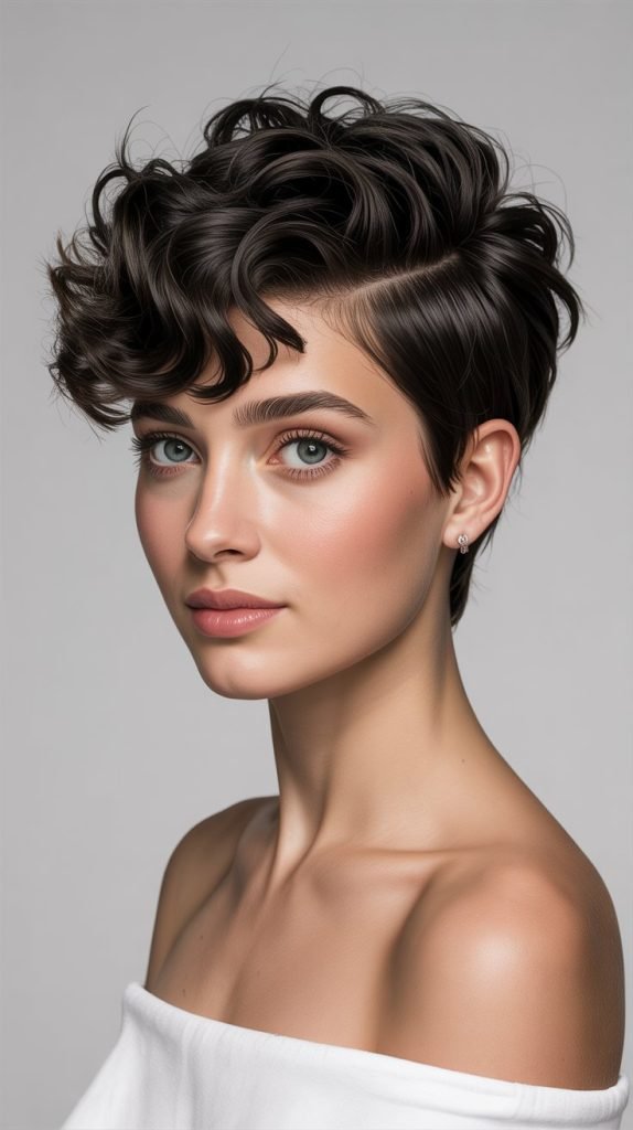  Curly Tapered Cut with Layered Crown