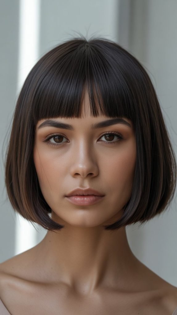 Classic Blunt Bob with Straight Bangs