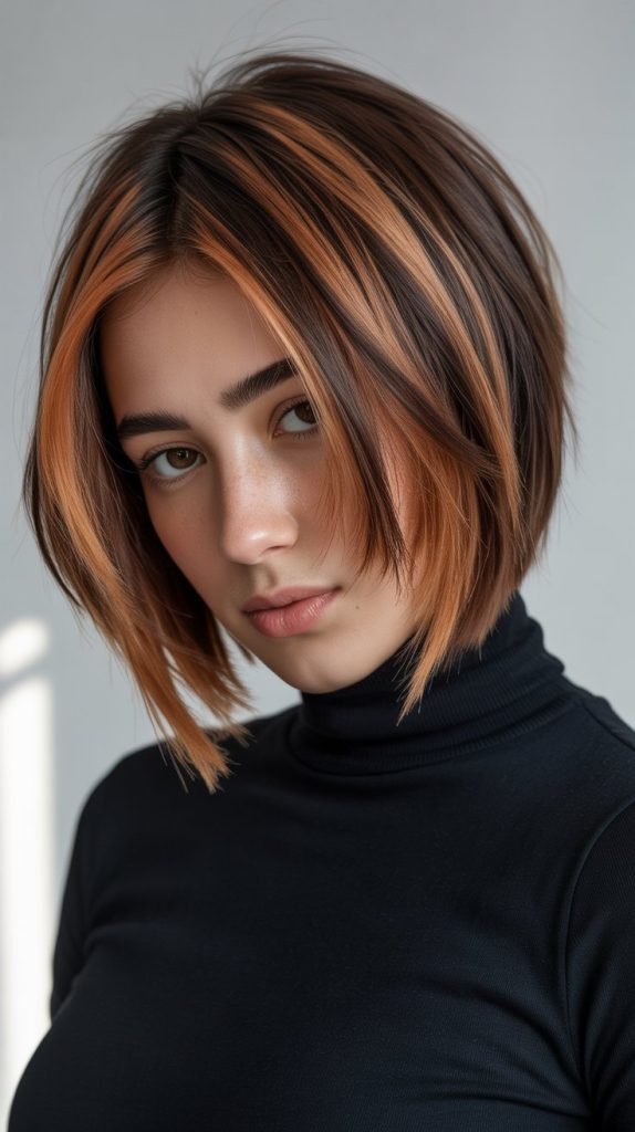 Layered Blunt Bob with Highlights