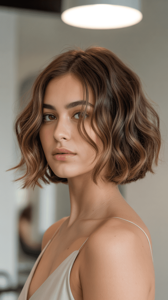 Graduated Wavy Bob with Face-Framing