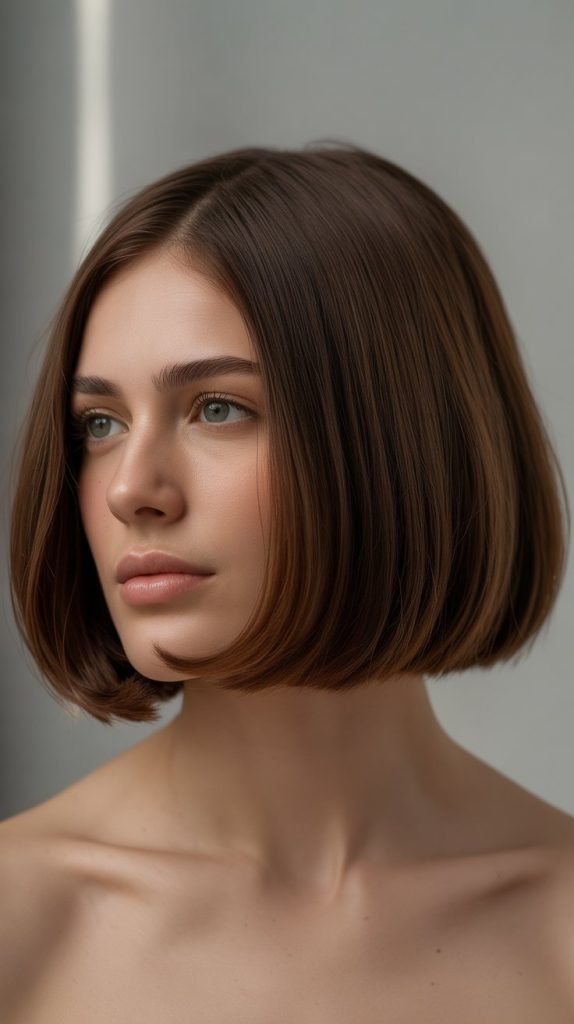 10. Chin-Length Blunt Bob with Density Reduction