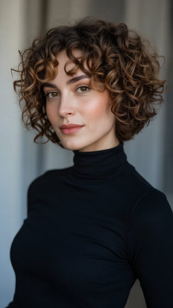 Curly Ear-Length Bob