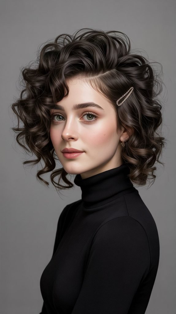 Curly Stacked Layers with Volume at Crown