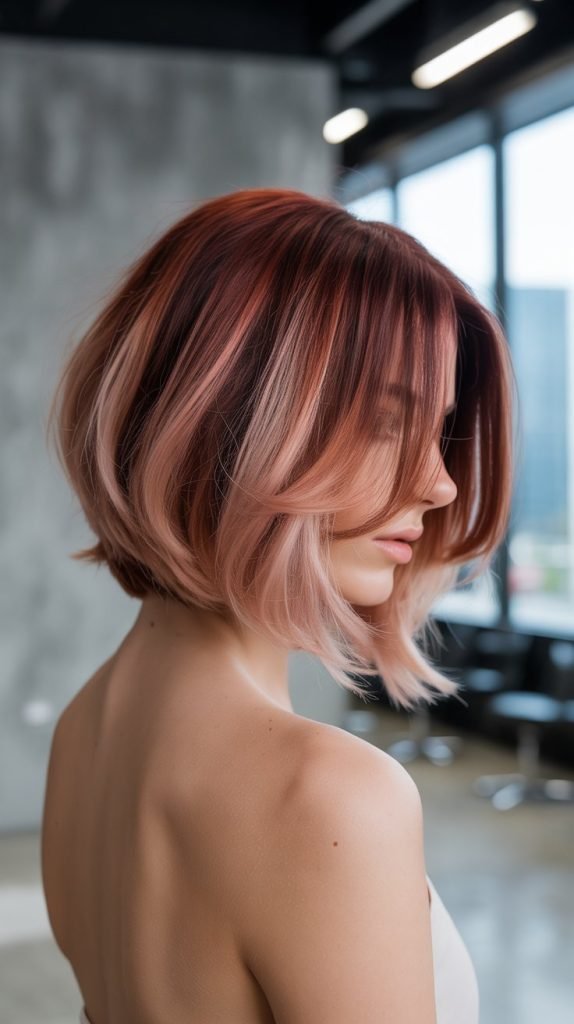 14. Ombre A-Line Bob Back View