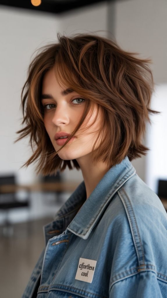 Textured Shag Bob with Choppy Layers