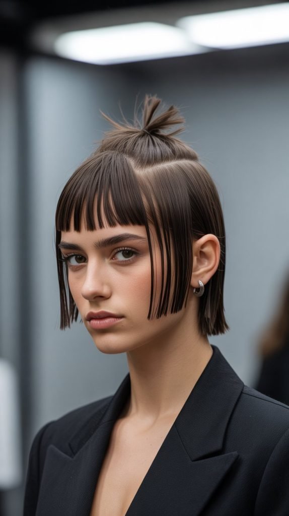 . Inverted Chin-Length Bob with Micro Bangs