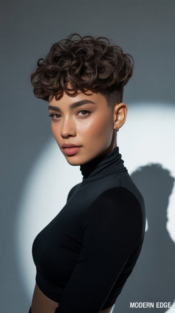 Curly Bowl Cut with Modern Twist