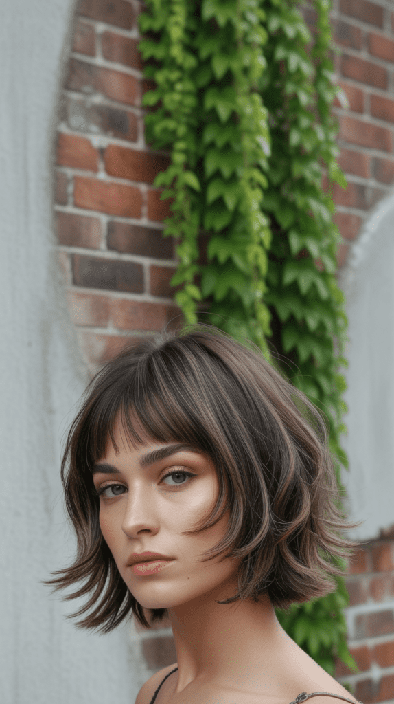 Choppy Jaw-Length Bob with Curtain Bangs
