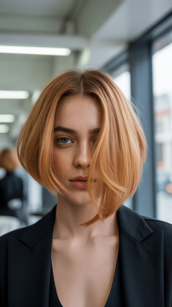  Asymmetrical French Bob with Honey Blonde