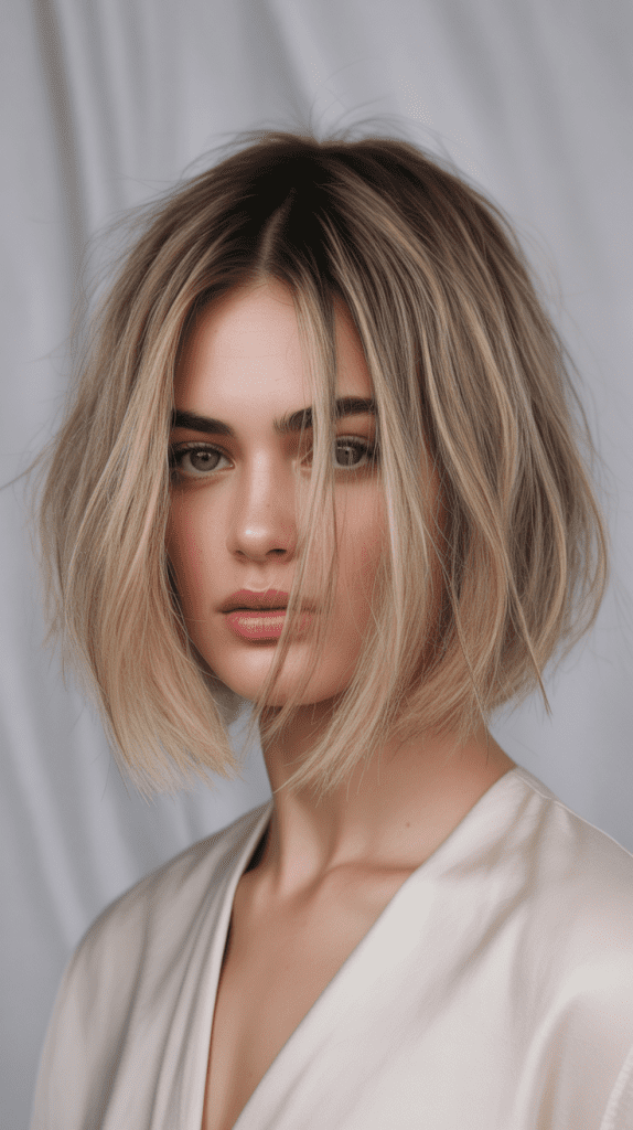 Textured Shag Bob with Curtain Fringe