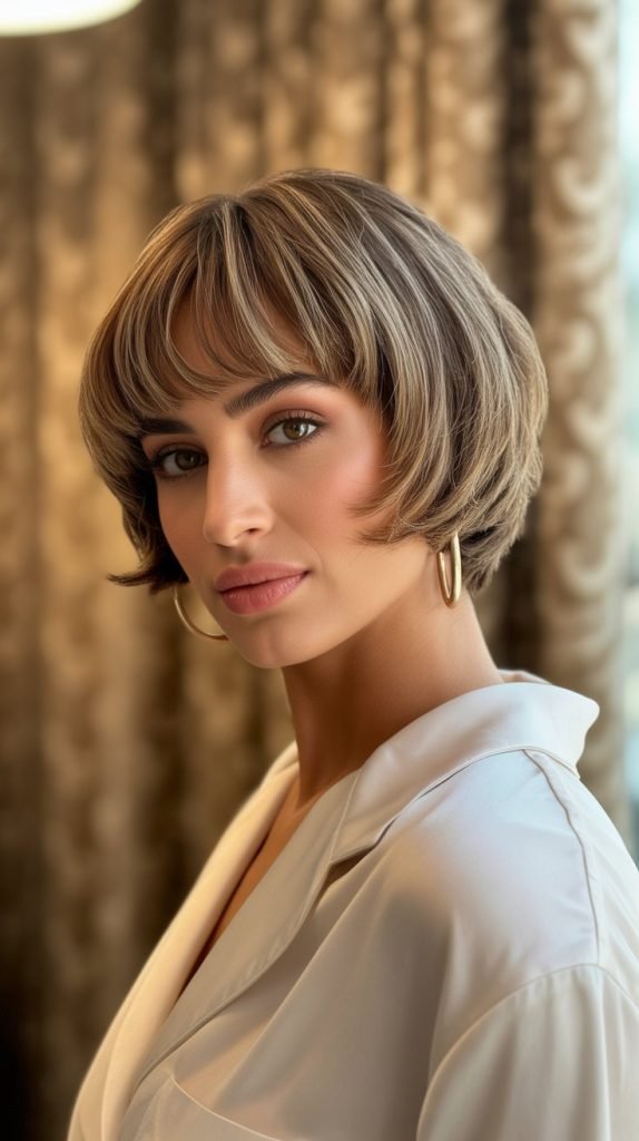 Choppy Layered Bob with Curtain Fringe