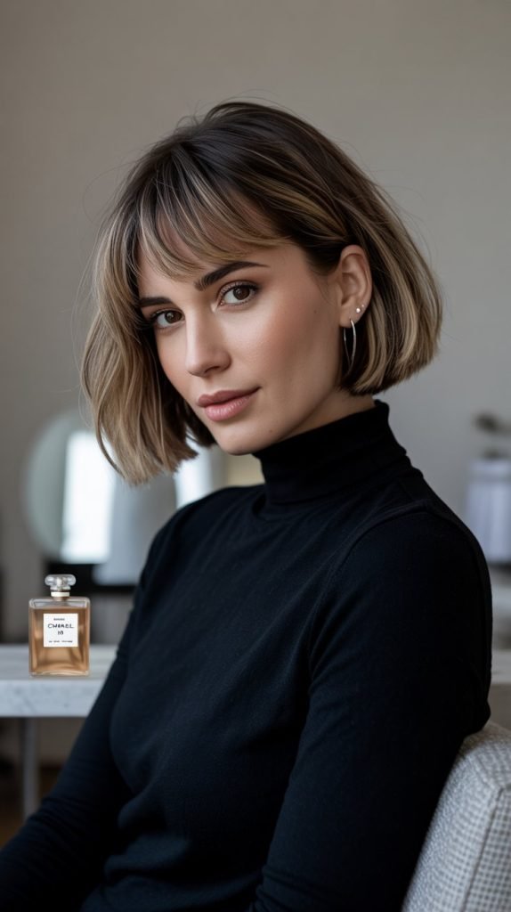 Textured Lob with Micro Bang Detail