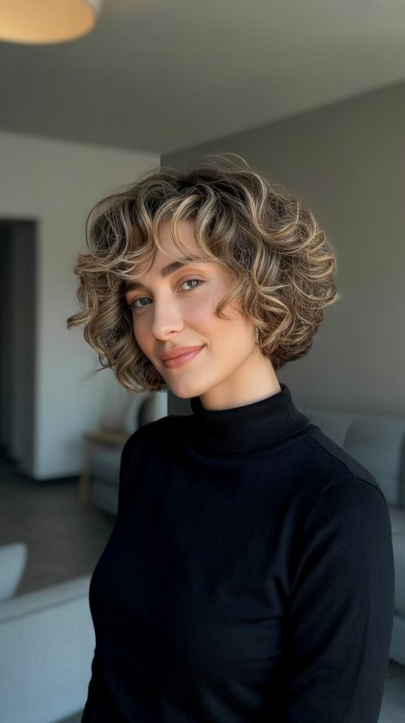 . Curly Bob with Defined Layers