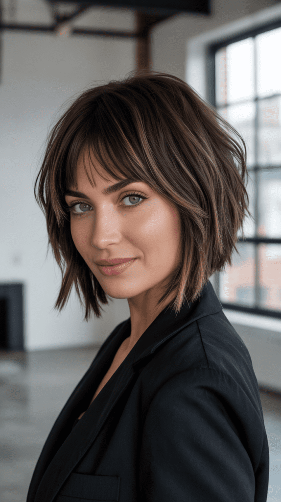  Modern Shag Bob with Graduated Bangs