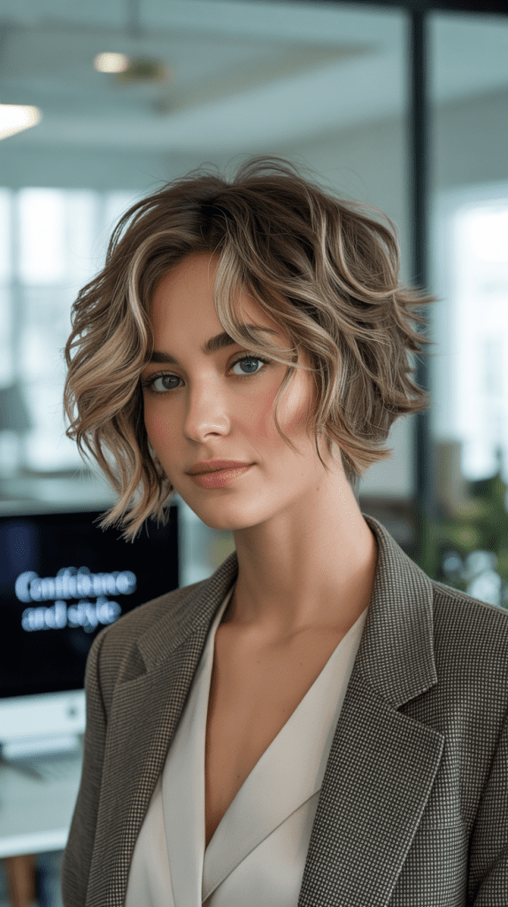 Textured Angled Lob for Wavy Hair