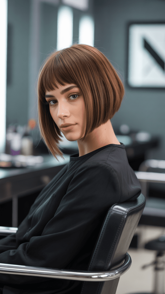 Asymmetrical French Bob With Curtain Bangs