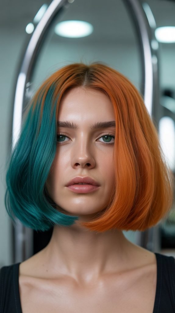 Chin-Length Bob with Color Blocking