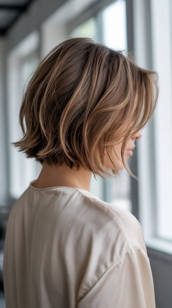 Textured Medium Bob Back View