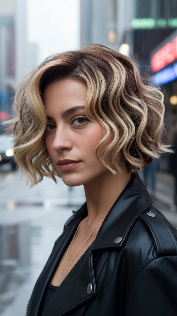 Wavy Bob with Chunky Highlights