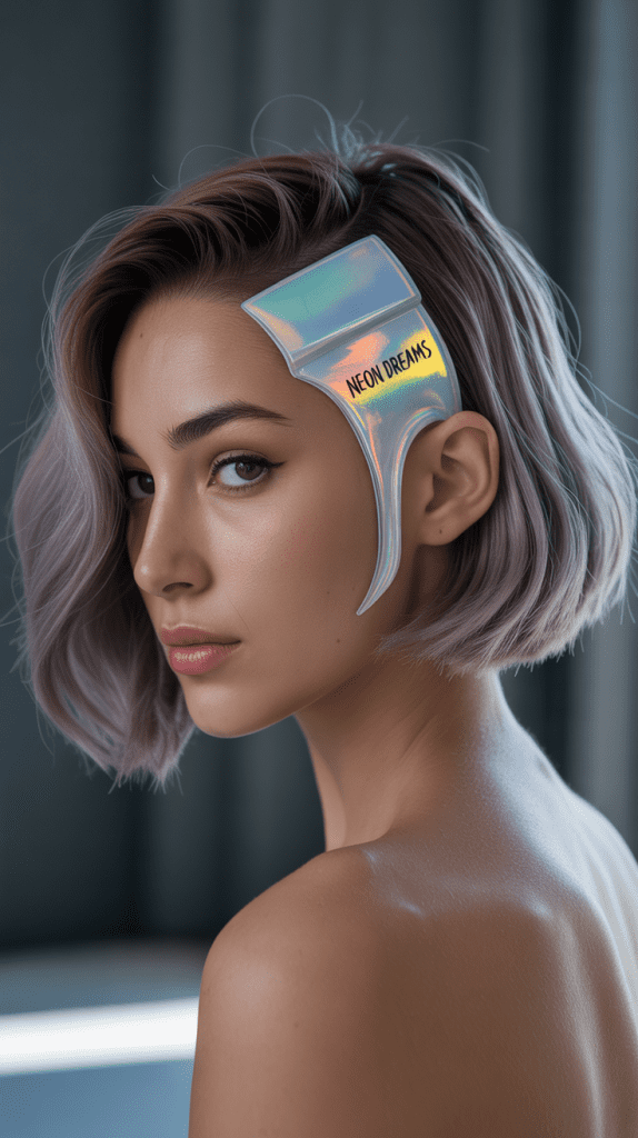 Retro-Futuristic Bob with Holographic Undercut Elements