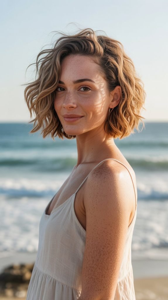 Wavy Ear-Length Bob with Sea Salt Texture