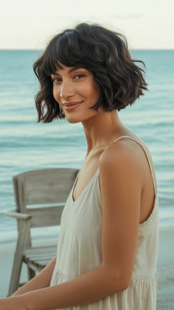 Tousled Black Blunt Bob