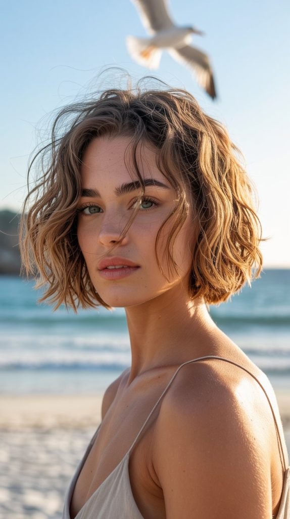 Wavy Ear-Length Bob with Sea Salt Texture