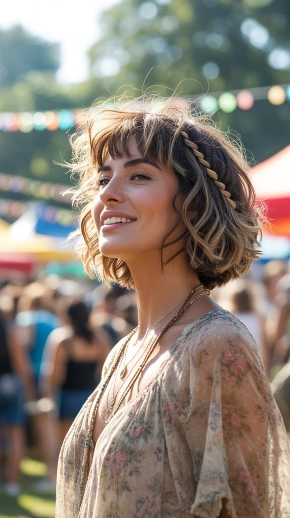 Messy Boho Braid Bob