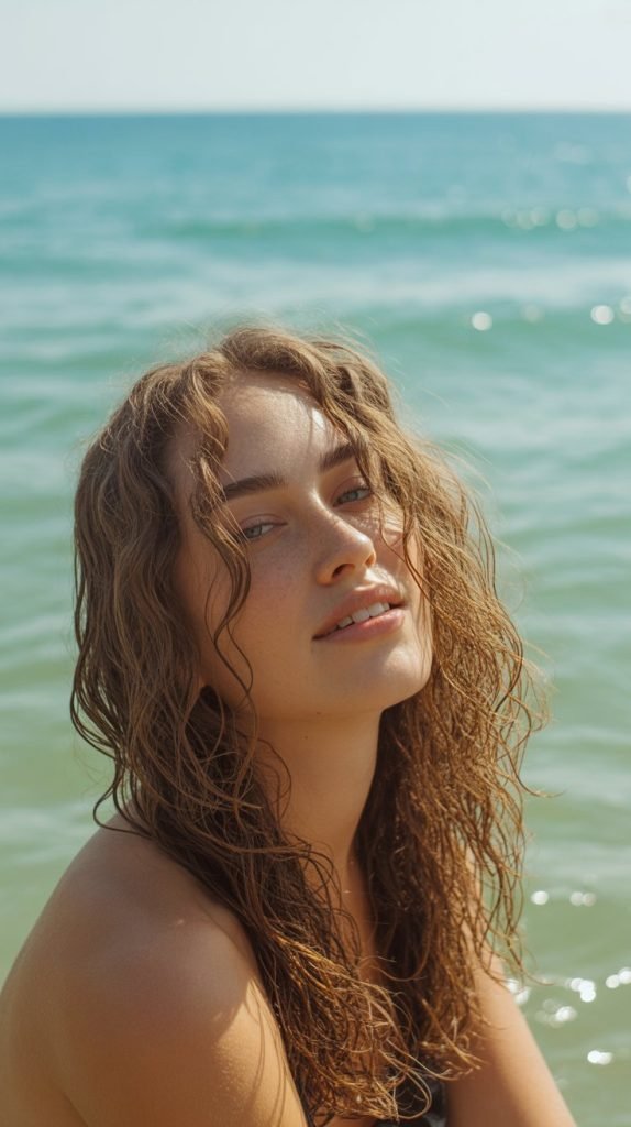 3. Textured Beach Waves with Sea Salt Spray