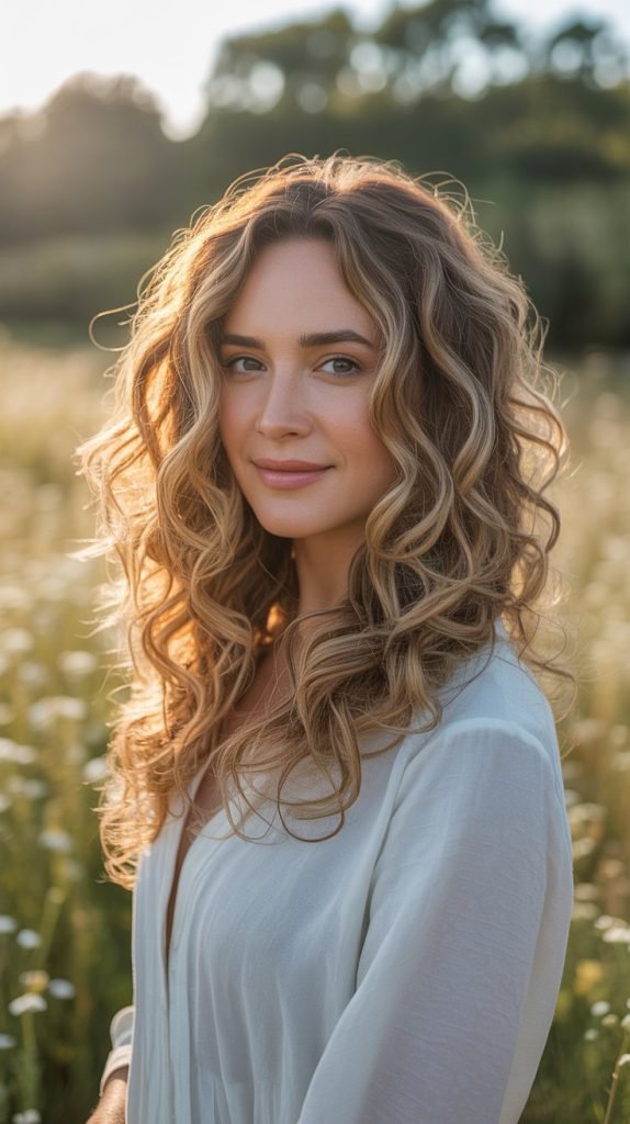 Long Layered Curls with Face-Framing Highlights