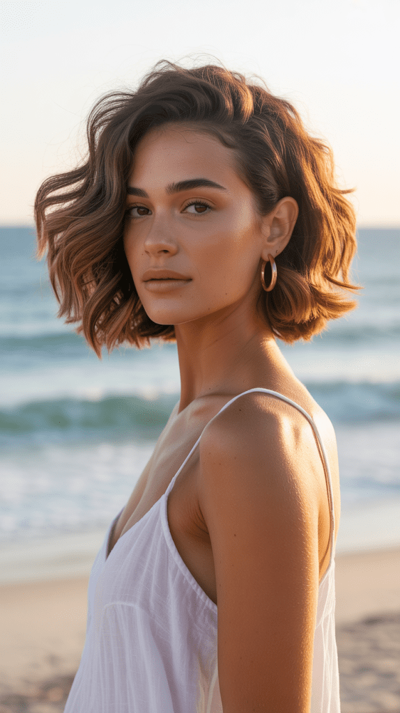 Wavy Ear-Length Bob with Beach Waves