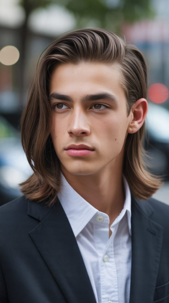  Long Hair with Side Part