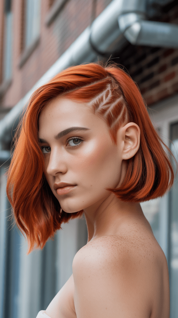 Copper Red Bob with Complementary Undercut Design