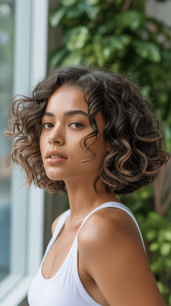 Curly-Wavy Hybrid Bob