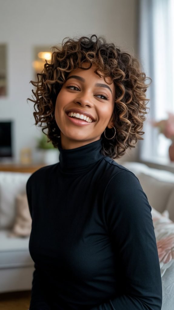 Bouncy Curl Jawline Bob